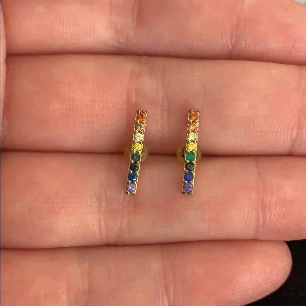 Rainbow Stud Bar Earrings